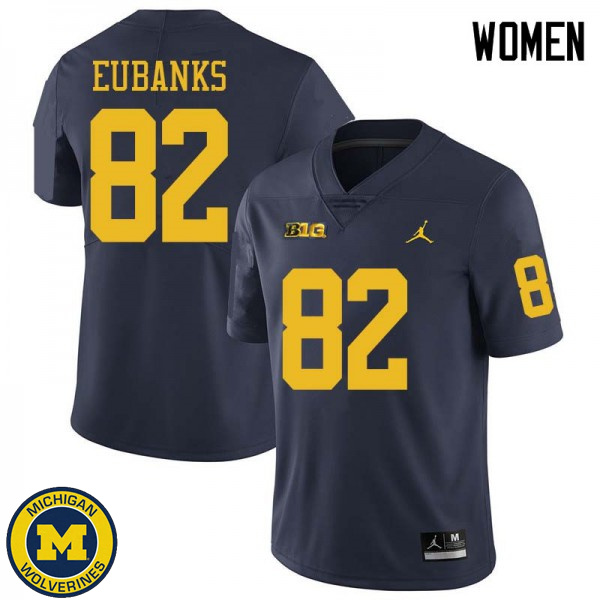 Women's Michigan Wolverines #82 Nick Eubanks Navy Jordan Brand Replica Jersey